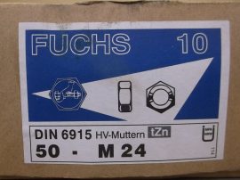 M24 hatlapú, nagyfeszültségű HV anya, tZn bevonat, (matt), 200 Ft/db, DIN6915, Fuchs