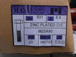   M20x90 hatlapfejű részmenetes csavar, 8.8, horganyzott, 155 Ft/db, DIN931, Massi