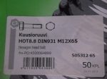   M12x65 hatlapfejű részmenetes csavar, 8.8, horganyzott, 35 Ft/db, DIN931, FixMaster