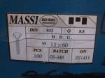   M12x60 hatlapfejű tövig menetes csavar, 8.8, tüzihorganyzott, 33 Ft/db, DIN933-8.8, Massi