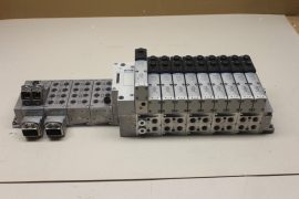 Festo CPX / VSVA, 15 modulos pneumatikus szeleptömb, szelep terminál, szelepsziget, 5x 539220, 4x 550206, 539217, 550663, 750717, 550212, 9x 539156, 539159, 3x 549335, 548751, 570851