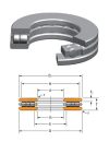 TP-514 (90TP139, RT 514, TP514) 9"x14"x3", 228.6x355.6x76.2 mm, American Roller Bearing, Axiális hengergörgős csapágy, nyomócsapágy, Thrust Cylindrical Roller Bearings - TP