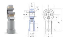 HF 8A HEIM, (HF8, MW8, TR8, SIZP12, PHSB8, 8376445) Rod End, Rúdvég, gömbcsukló, gömbszem belsőmenetes szárral, 12,7 mm (1/2") tengelyfurat, UNF-3B .5000-20 (1/2"-20) jobbmenetes belső menet,