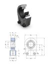 SIR 60 ES (AP60+GE60 ES) SKF, Szemes rúdvég, gömbcsukló, gömbszem belsőmenetes szárral, 60 mm-es tengelyfurat, M58x1,5 jobbmenetes belső menettel, és szorító csavarokkal