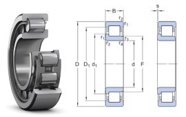 NJ 214 BNA/UR ZKL, 70x125x24 mm, Egysoros hengergörgős csapágy, acélkosárral, és egyoldalon peremes belső gyűrűvel