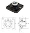 FWS 60 A-RCJ60 (FY60WF, CJR 212 Ház + HC212-GE60KRRB) PTI 60x175x80,9 mm, Y-csapágyegység négyszögletes, 4 csavarfuratos fekvő öntvényházzal, és 60 mm furatátmérőjű excentergyűrűs tengelyrögzítéssel