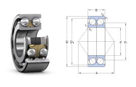 3304 MD (3086304 A) GPZ 20x52x22,2 mm, Kétsoros nyitott ferde hatásvonalú golyóscsapágy, bronzkosárral, és osztott belső gyűrűvel, 