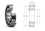   6203 ETN9 SKF 17x40x12 mm, mindkét oldalt nyitott egysoros mélyhornyú golyóscsapágy, poliamid kosárral.