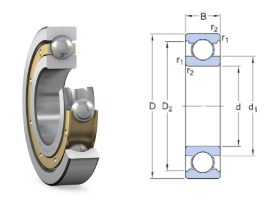 6200 Y SKF 10x30x9 mm, mindkét oldalt nyitott egysoros mélyhornyú golyóscsapágy, bronz lemezkosárral.