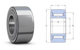 NATR 40 PPXA (NATD, MCYRR) INA, 80x40x30/32 mm, Tartógörgő támasztógörgő, (járom típusú nyomhenger) karimás gyűrűkkel, sík külső palásttal, beépített tömítési és utánkenési funkcióval 