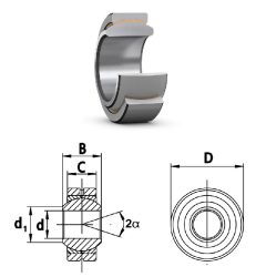 GE 17 NEUTRAL, 17x30x14/10 mm, gömbcsukló, gömbszem 17 mm-es tengelyfurat, radiális gömb alakú siklócsapágy