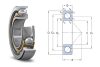 MJT 4-1/4 M (AMS 34 M, MS 21 1/2 AC, 73xx) RHP, 107,95x222,25x44,45 mm, 4.1/4"x8.3/4"x1.3/4" nyitott egysoros ferde hatásvonalú golyóscsapágy, bronzkosárral