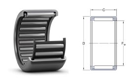 HK 2218 RS SKF, 22x28x18 mm, Egyik oldalt zárt, lemezházas tűgörgős csapágy, 