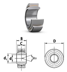 GE 6 E CMB, 6x14x6/4 mm, gömbcsukló, gömbszem 6 mm-es tengelyfurat, radiális gömb alakú siklócsapágy, tömítések nélkül