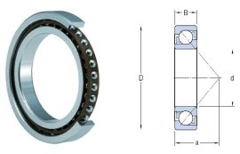7209 CTPAP4 (B 7209, CG1UJ74, CD/P4A) ZKL 45x85x19 mm, nyitott egysoros ferde hatásvonalú, szuperprecíziós golyóscsapágy, orsócsapágy, textilbakelit kosárral, érintkezési szög 15°, P4, 