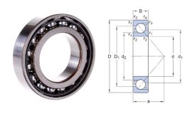 7208 B URB 40x80x18 mm, nyitott egysoros ferde hatásvonalú golyóscsapágy, acélkosárral, Hatásszög 40°