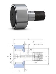 NUKR 40 XA INA, 40x20x18/58 mm, Tartógörgő, csapos támasztógörgő, (síngörgő) sík külső palásttal, és utánkenési funkcióval