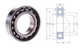 AMS 24 TN9 (MJT 3 TN, MS 19 TV) SKF, 76,2x177,8x39,6875 mm, 3"x7"x1.9/16" nyitott egysoros ferde hatásvonalú golyóscsapágy, poliamid kosárral