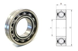 Q 311 DKF 55x120x29 mm, nyitott egysoros négypont érintkezésű golyóscsapágy, osztott külső gyűrűvel, és acélkosárral, 