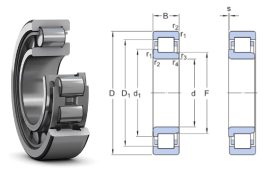 NJ 408 GNUTTI, 40x110x27 mm, Egysoros hengergörgős csapágy, acélkosárral, egyoldalon peremes belső gyűrűvel, 