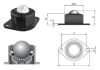 S-64000404, 5520 Interroll, fehér poliamid golyós szállító modul, fekete poliamid alsó karimás házban, 2 db. csavarfurattal, ház Ø 44 mm, golyó Ø 25,4 mm, Max.150 N, golyós görgő, bikakerék