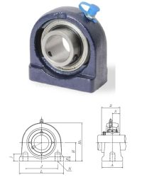 UCUP 209 D1(SYFJ 45 TF, UCPA, YAR 209 F2 + ház) NSK, Y-csapágyegység 2 csavarfuratos álló öntvényházzal, és 45 mm furatátmérőjű hernyócsavaros csapággyal