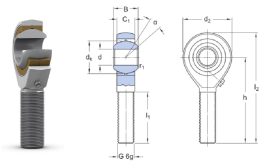 JAML14 (GAKL14-PB, SALKAC 14 M, KAL14A) ASAHI, Szemes rúdvég, gömbcsukló, gömbszem M14 külső balmenetes szárral, 14 mm-es tengelyfurat, 