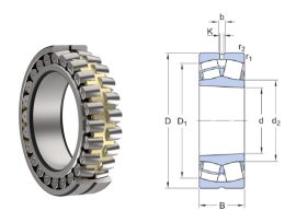 23136 CK/MC3 SKF, 180x300x96 mm, Kétsoros önbeállós hordógörgős csapágy, olajhorony nélkül, kúpos tengelyfurattal, bronzkosárral, és növelt csapágyhézaggal