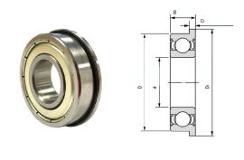 F604 2Z Neutral 4x12/13,5x4 mm, kétoldalt fém porvédővel zárt, egysoros mélyhornyú golyóscsapágy, külső paláston peremes