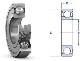 6006 2Z/C3E NSK 30x55x13 mm, kétoldalt fém porvédővel zárt, egysoros mélyhornyú golyóscsapágy, növelt csapágyhézaggal