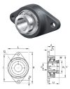 SFT 35 EC RHP (1235-35EC, RCJT 35, EXFL 207, FYTB 35 FM, FYTB 507+YET-207) 35x95,5x155,5, Y-csapágyegység 2 csavarfuratos fekvő öntvényházzal, és 35 mm furatátmérőjű excentergyűrűs csapággyal, 