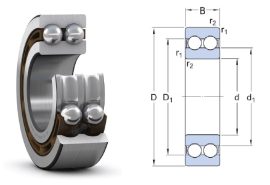 4304 SKF, 20x52x21 mm, kétoldalt nyitott, kétsoros mélyhornyú golyóscsapágy, acélkosárral