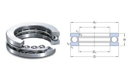 51215 (8215) FRB, 75x110x27 mm, egysoros axiális golyóscsapágy, támcsapágy, Single direction thrust ball bearing