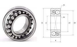 2212 GPZ 60x110x28 mm, nyitott kétsoros önbeállós golyóscsapágy, acélkosárral