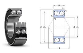 3204 A-2RS1TN9/MT33 SKF, 20x47x20,6 mm, Kétsoros, kétoldalt gumi (NBR) súrlódó tömítéssel zárt, ferde hatásvonalú golyóscsapágy, Érintkezési szög: 30°