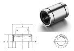   LBE 8 UAJ (LBCR 8 LS, KB 0825 PP,  LM 8 U) IKO, 8x16x25 mm, egyoldali szennylehúzóval, szabványos hasított lineáris golyós persely, 8 mm-es tengelyekhez