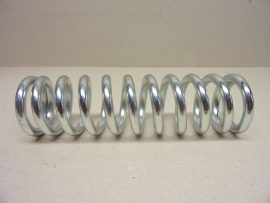 Hengeres nyomórugó rugóacélból, gumi végidomokkal, 6,5mm vastag, 32/45mm átmérő, 158mm hossz, nyomóerő kb. 3000 N