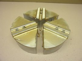 ABBOTT KTT8P, 8"-os Puhapofa, 3 pofás alumínium (6061 T-6) befogó szett, acél tokmányokra, 203x51 mm, 3 db 60 fokos fogazott pitepofa, 60 Degree Serrated Pie Jaws