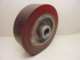 Nagy teherbírású gumibevonatos kerék, ipari PU görgő, acélbetétes alumínium felnivel, 1674004, 300mm (12") átmérő, 90mm (3,5") szélesség, középen csapágyfészekkel, 6205 vagy 6304 méretű csapágyakhoz, 