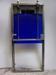 2 Tengelyes zsilip kapu, légtechnikai szabályozó zsalu, menetes orsós ajtó, elválasztó és/vagy határoló modul, 425x455 mm, villanymotor nélkül, és 2db. MEDER MK04 szenzorral  