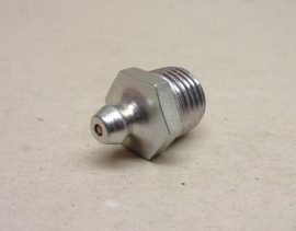 Kúpos zsírzógomb, egyenes, 180°, golyós, DIN 71412, A alak, H1 típus, acél, R1/4" kúpos külső menet, Bruttó 100.- Ft/db, 10 db/csomag 