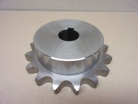 PS12016, PS 1 Z 16 5602, Egysoros készrefúrt agyas lánckerék, 16B típus 1'' X 17,02 mm, 16 fog, 30mm tengely, 141mm átmérő, (45mm vastag)