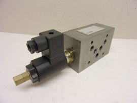 BUCHER SWDRVPC-5MDO-BZR-D-10 24V DC hidraulikus mágnesszelep, WDRVPB-5MDO-10-1 patronszeleppel, és 280251, 24VDC 27W mágnestekerccsel, egymásra építhető nyomáscsökkentő szelep (Rexroth R900069627)