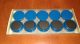 Táblamágnes, hűtőmágnes, tartómágnes, kék, 10db/doboz, 38mm átmérő, 12mm vastag, hansawerke 7538-07, erős, síkra merőleges húzóerő 2,5kg, bruttó 200.-Ft/db, Stroncium-Ferrit korong mágnes 