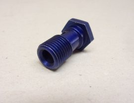 Pneumatikus, furatos banjo csavar, alumínium üreges csavar, elosztókhoz, szelepekhez, G1/4, 28,5mm hosszú, , 17 mm kulcsnyíllás, bruttó 400 Ft/db, 5 db/csomag (VT 141/25A)
