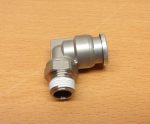   SMC KQB2L08-01S pneumatikus 90°-os fém push-in gyorscsatlakozó, 8mm csőhöz, R1/8" kúpos külső menet, 