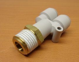 SMC KQ2U10-04S pneumatikus push-in gyorscsatlakozós Y-elosztó, R1/2" külső kúpos menet, 10mm csövekhez SMC KQ2U10-04S pneumatikus push-in gyorscsatlakozós Y-elosztó, R1/2" külső kúpos menet, 10mm csövekhez