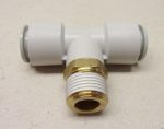   SMC KQ2T12-03S pneumatikus push-in gyorscsatlakozó, T-elosztó, R3/8" külső kúpos menettel, 12mm csövekhez