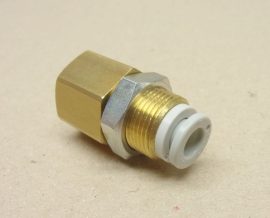 SMC KQ2E06-02 pneumatikus falonátvezető push-in fém gyorscsatlakozó, 6mm csőhöz, R1/4" kúpos belső menettel, sárgaréz, SMC KQ2E06-02 pneumatikus falonátvezető push-in fém gyorscsatlakozó, 6mm csőhöz, R1/4" kúpos belső menettel, sárgaréz,