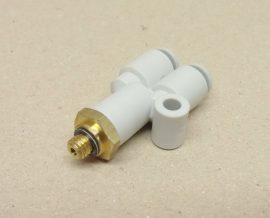 SMC KQ2U04-M5 pneumatikus push-in gyorscsatlakozós Y-elosztó, M5 menet, 4mm csövekhez, 
